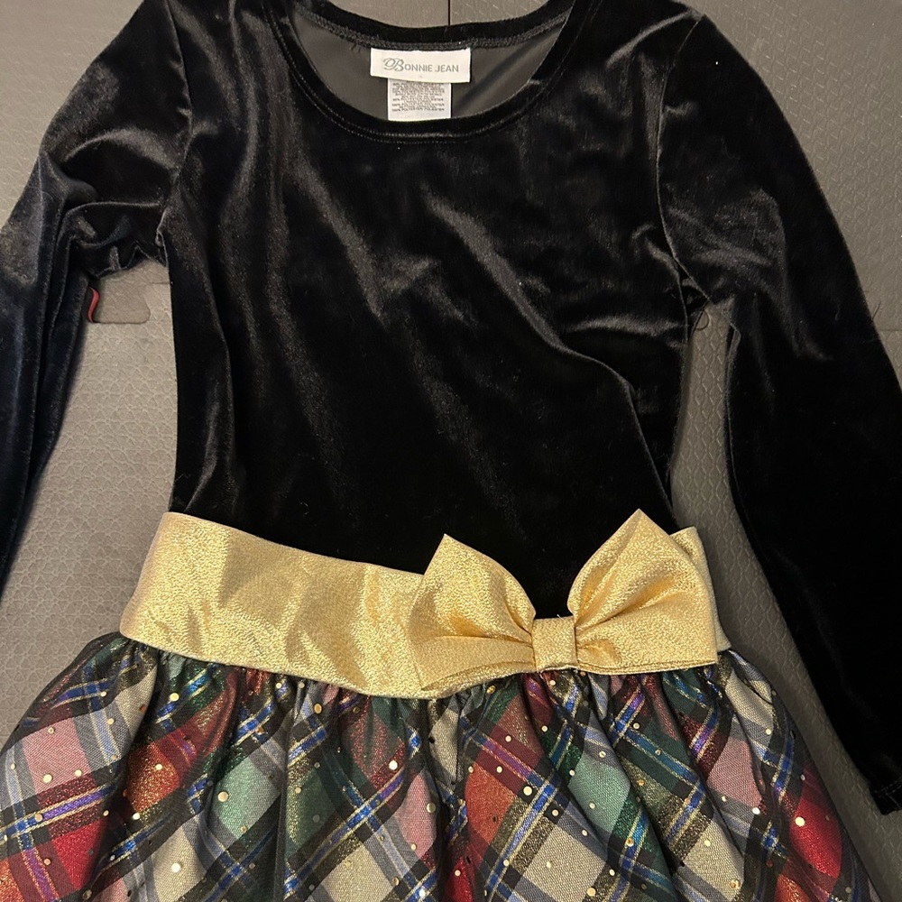 Bonnie Jean Black and Gold Plaid Kids Costume